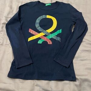 United Colors Of Benetton Navy Long-Sleeve kids Tee with Multicolor Logo